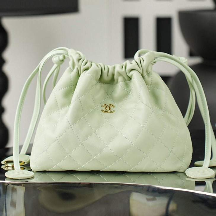 Chanel 26 Drawstring Bag Light Green Lambskin