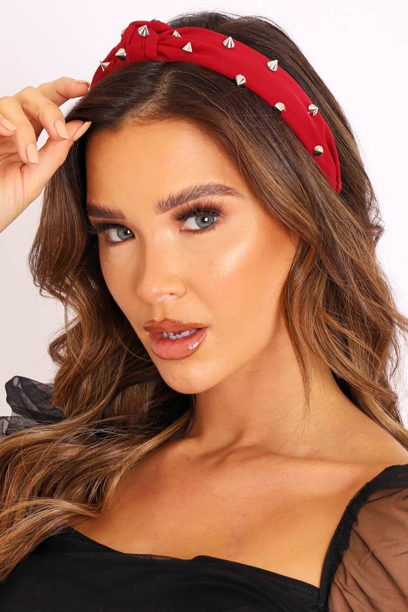 Wine Stud Knotted Hairband - Lanelle