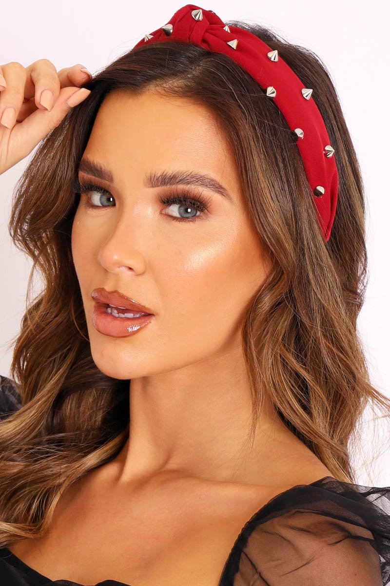 Wine Stud Knotted Hairband - Lanelle