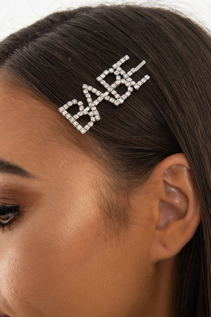 Silver Diamante Babe Slogan Hair Slide - Eriel