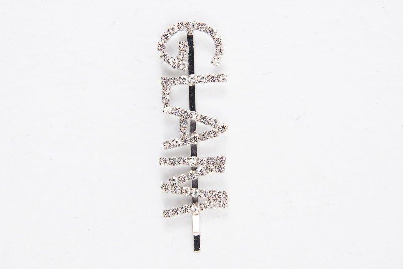 Silver Diamante Glam Slogan Hair Slide - Azelia