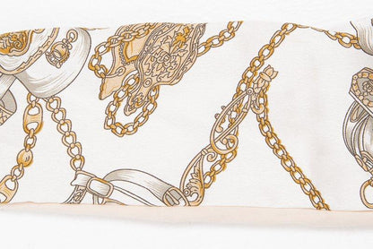 White Nude Chain Print Wired Head Scarf - Aella